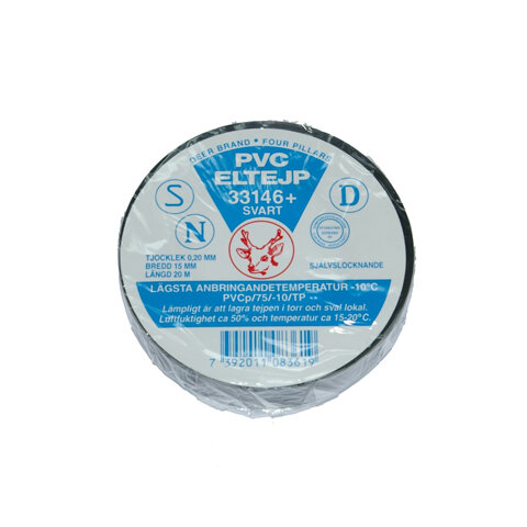 Eltejp 20m x 19mm SVART